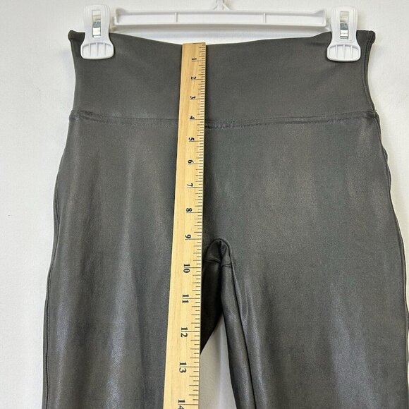 Spanx Faux Leather Leggings Womens Size Medium Pewter Gray Metallic High Rise - Picture 7 of 10